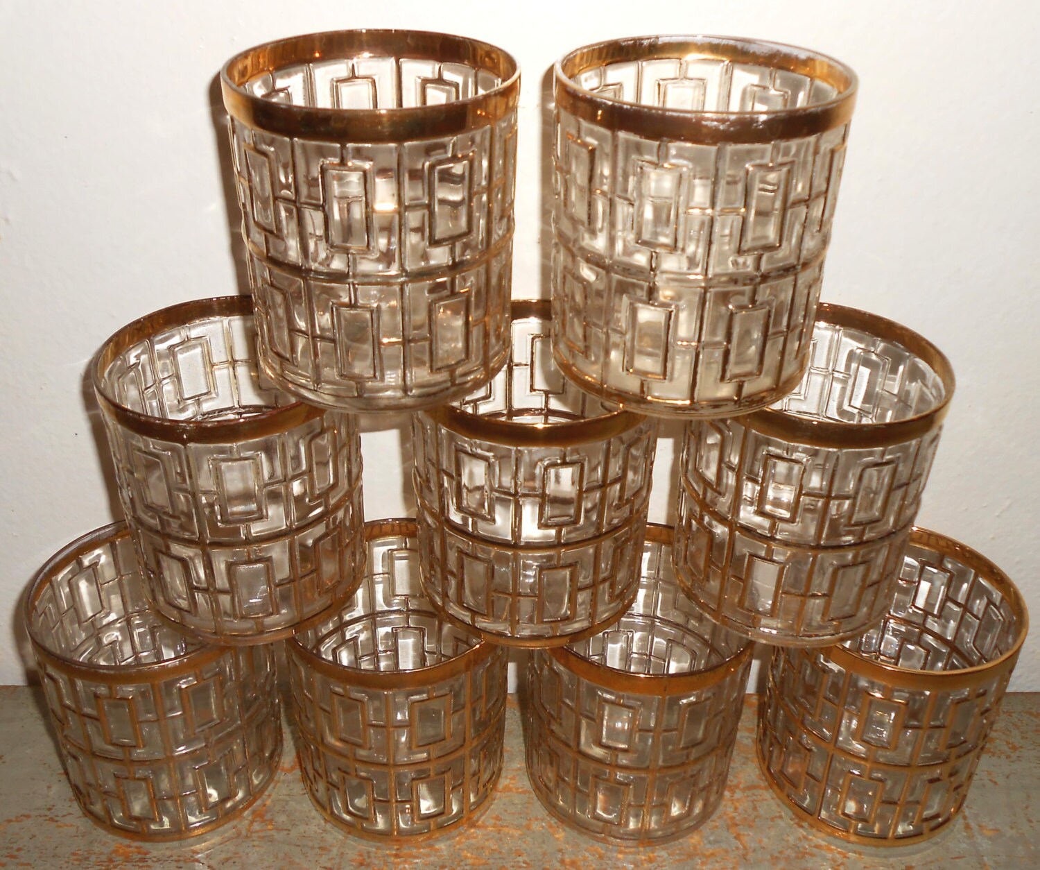 tumblers glass vintage Vintage Gold Glasses Tumblers Glass Shoji by Imperial