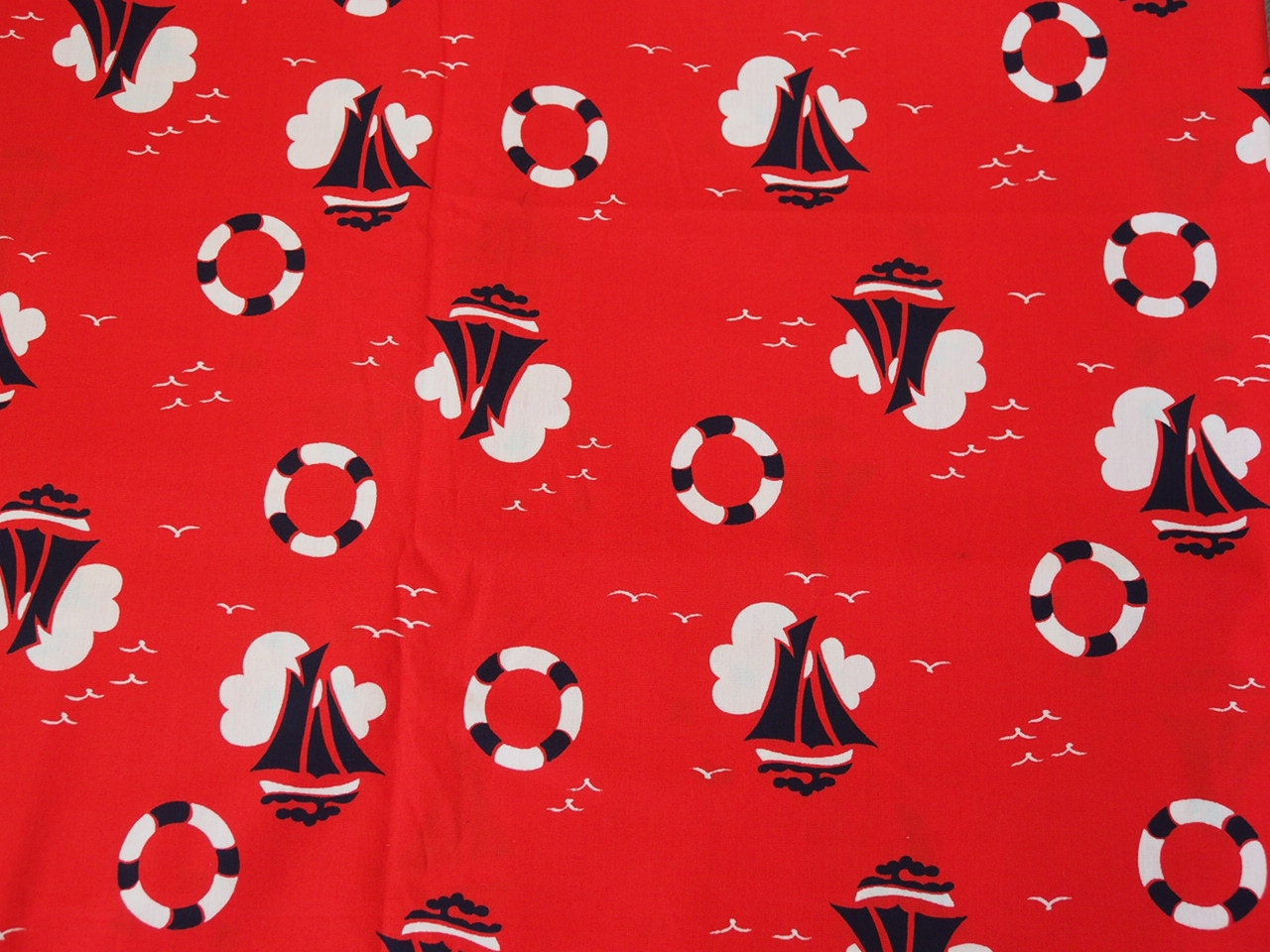red sailboats fabric
