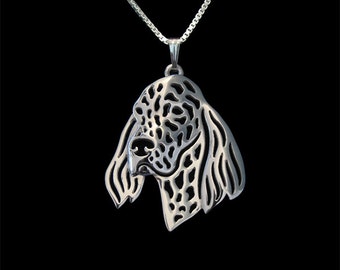 English Setter jewelry - sterling silver pendant and necklace.