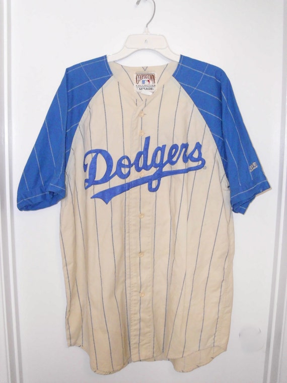 Items similar to Vintage Dodgers Baseball Jersey, Replica, Pinstripe ...