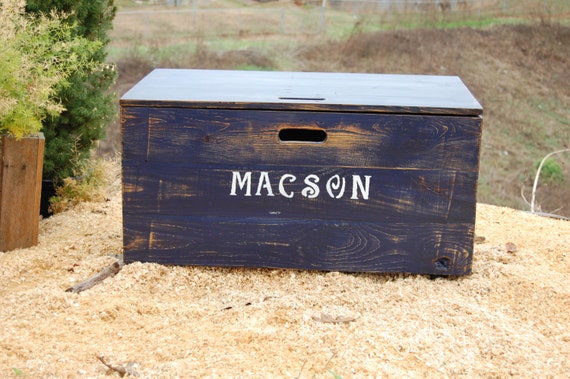 distressed wood toy chest