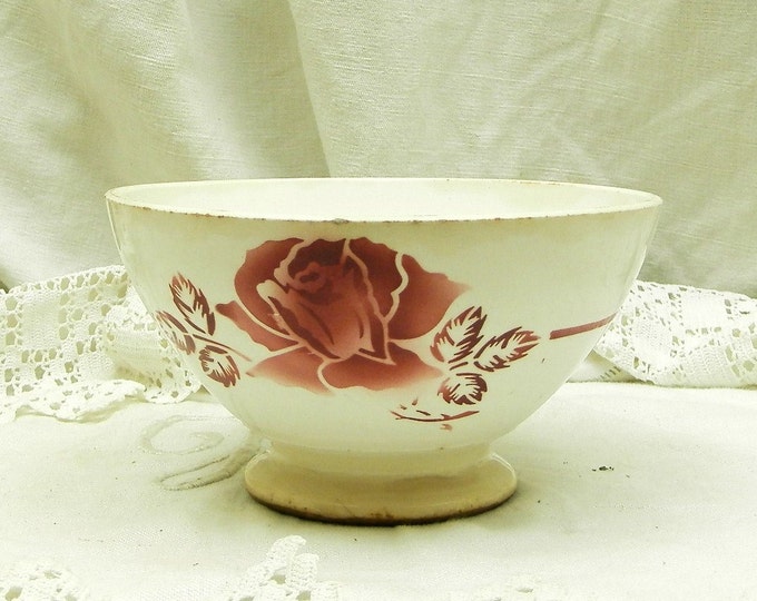 Vintage French Farmhouse Ceramic Digoin Café au Lait Bowl, French Country Cottage Coffee Bowl, Shabby Chateau Chic Kitchenware Decor