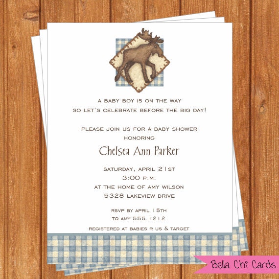 INSTANT DOWNLOAD | 5 x 7 Baby Shower | Moose Invitation | Ms Word ...