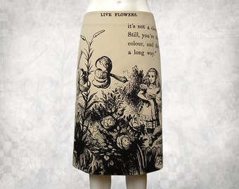 Alice in Wonderland 'Live Flowers' stretch cotton drill skirt