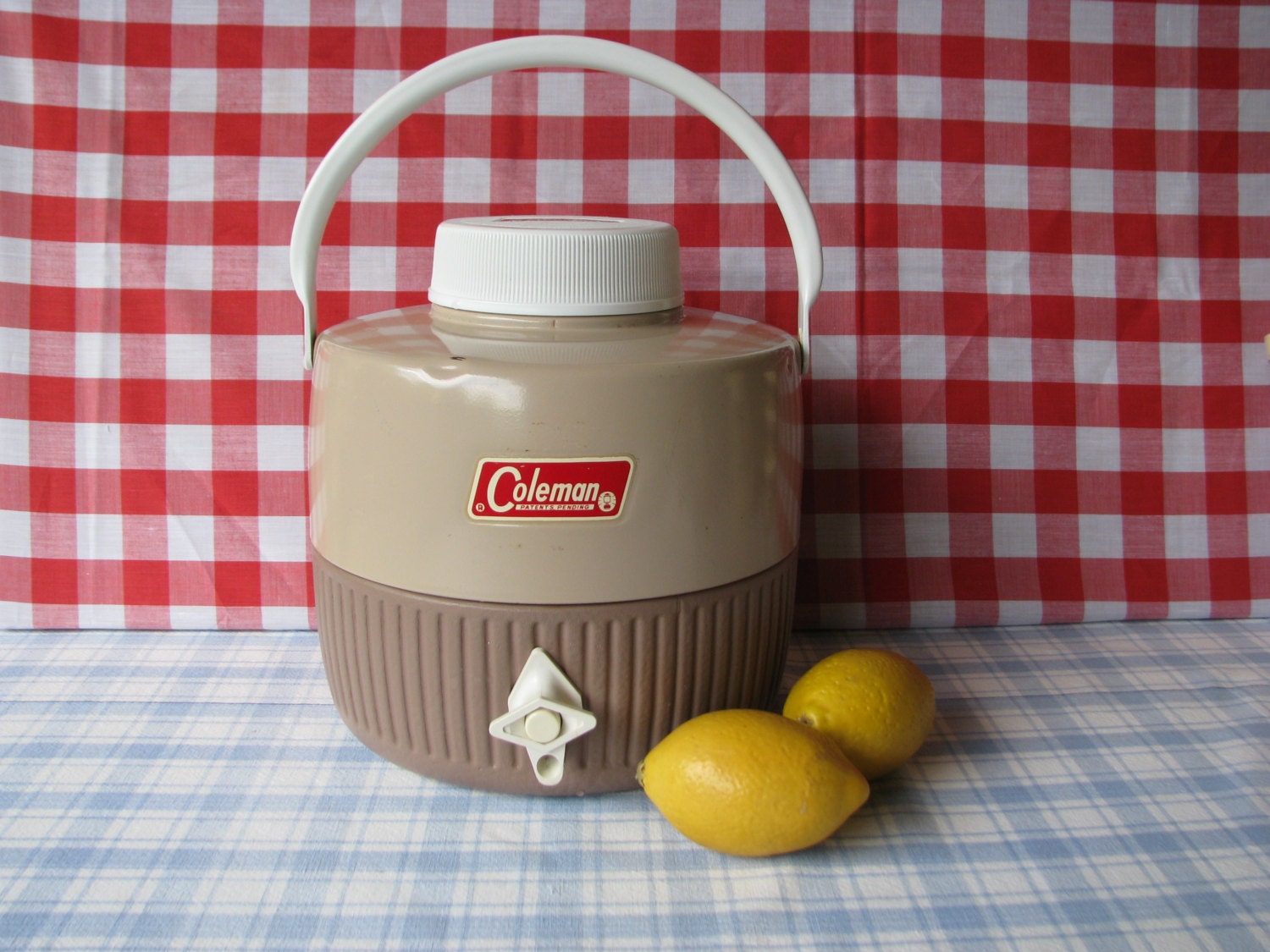 Vintage Picnic Jug Coleman Tan Brown Water by LucyBettyNJune
