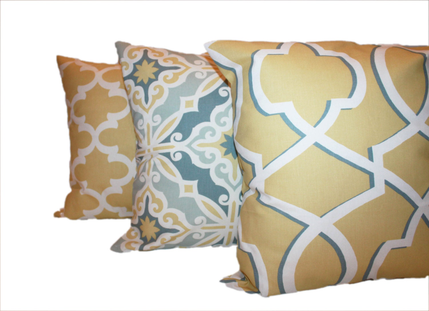 Yellow and Blue Pillow Set of Three You Choose by ThatsMyPillow