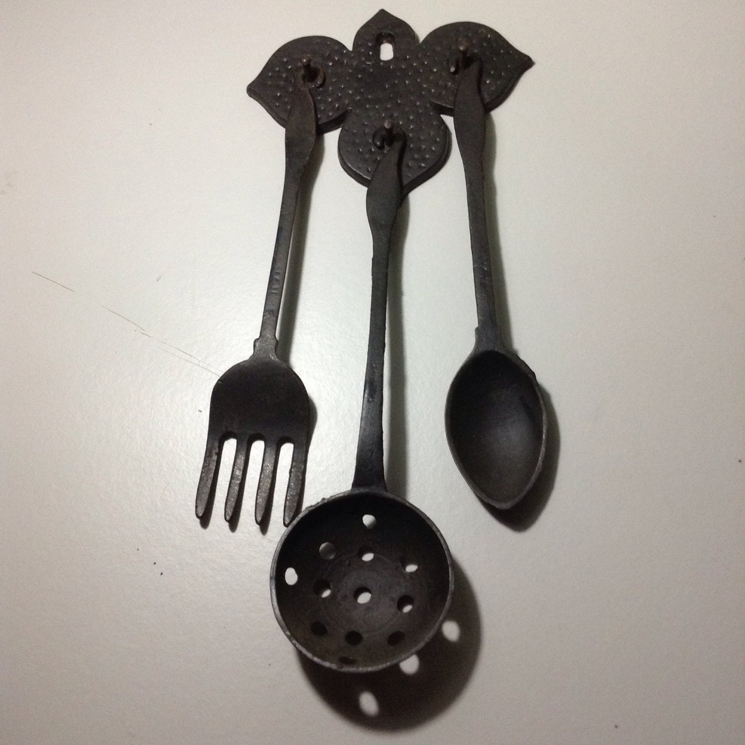 Cast Iron Utensils with wall hanger 4 pieces