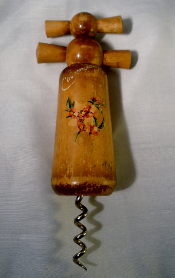 Wooden Vintage Travel Wine Opener Corkscrew