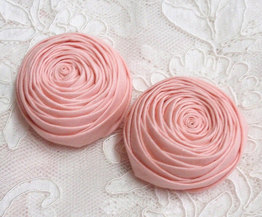 2 Handmade Fabric Rolled Roses Fabric Flower Fabric Rose