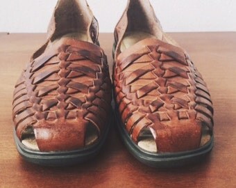 Vintage Brown Huarache Sandals