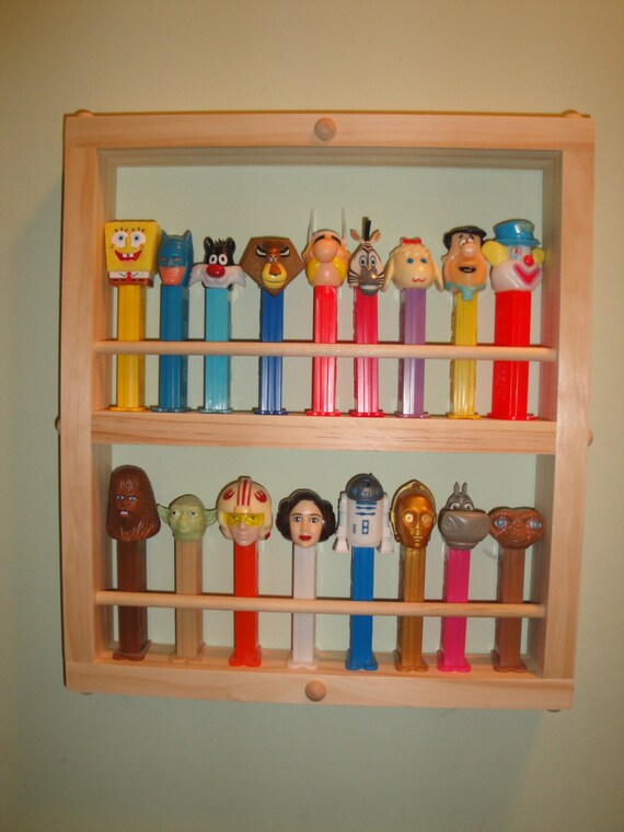 PEZ DISPLAY CASE small Holds 18 dispencers by JTNSProducts on Etsy