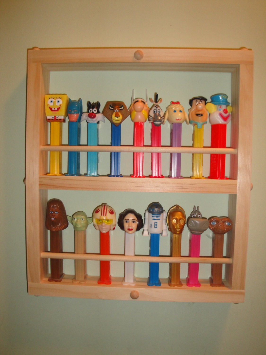 PEZ DISPLAY CASE small Holds 18 dispencers by JTNSProducts on Etsy