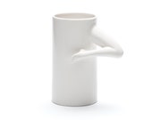 Coffee Ceramic Mug with Unique Handle, Ceramic Gift Idea, Porcelain, White Pottery, Handmade Ceramics and Pottery