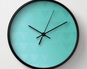 Cyan Shades Ombre Wall Clock - Blue Clock - Triangles Art - Choice of Frame and Clock Hands - Made to Order Cyan Shades Ombre Wall Clock - Blue Clock - Triangles Art - Choice of Frame and Clock Hands - Made to Order