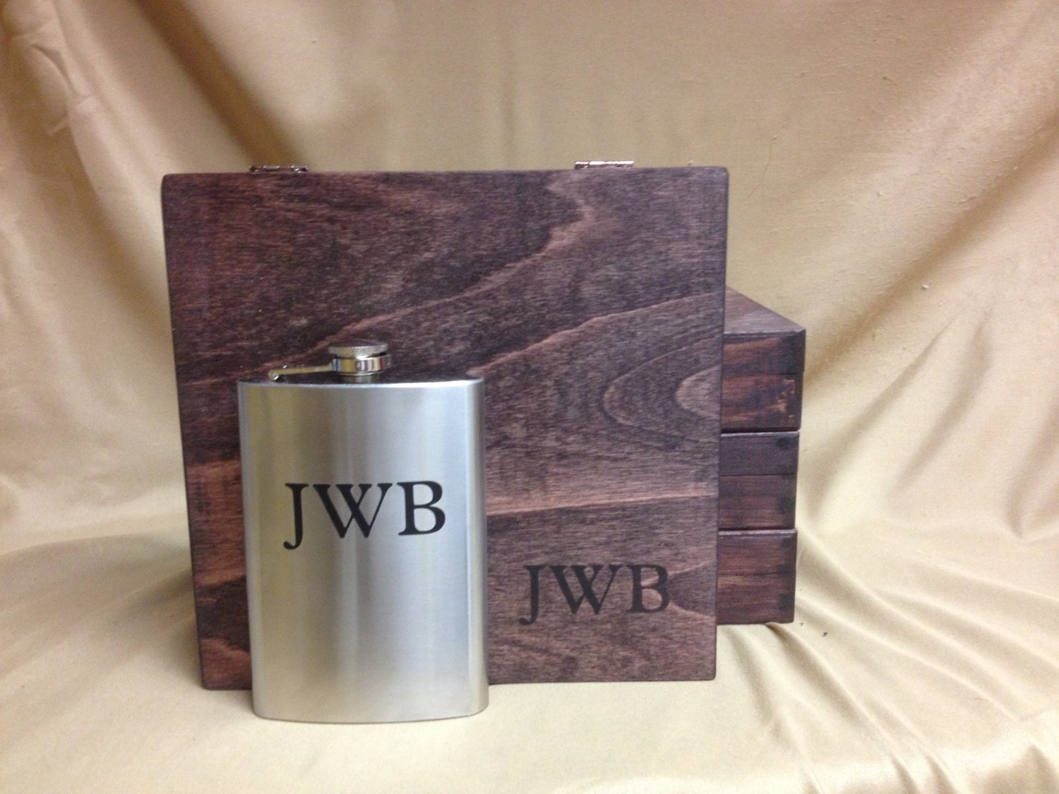 Three 3 Rustic Personalized Cigar Box and 8 oz by JWBProducts