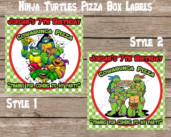 Teenage Mutant Ninja Turtles Pizza Box Label - Personalized TNMT Printable Birthday Party by Gloria's Digi Cards Il_570xn