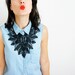 EPAULETTE // Amoria // Handmade Black Lace Necklace Applique Golden Chain Blouse Accessories Bib Necklace Shoulder Venise Lace Gold