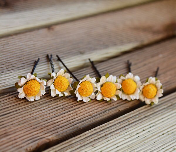daisy flowers hair clip wedding hair clip bridal hair clip
