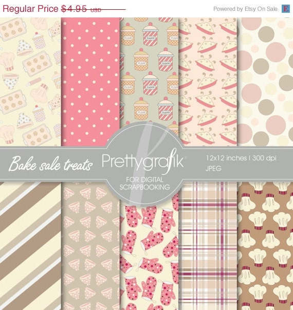 40% OFF SALE Bake sale treats digital paper, commercial use, scrapbook papers, background - PS526 Il_570xn