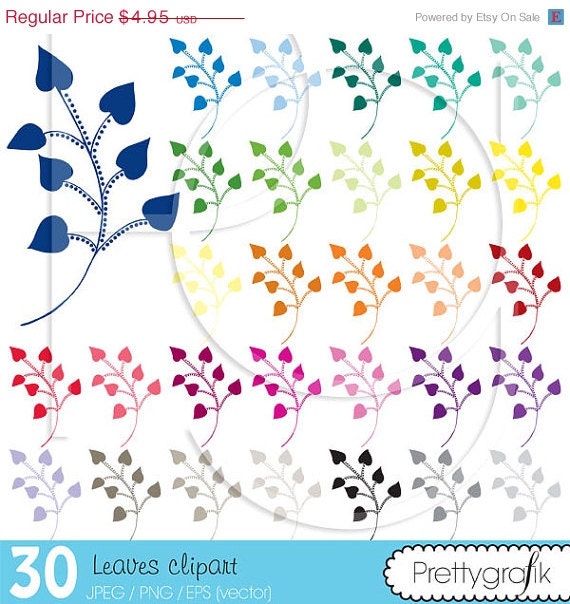 60% OFF SALE 30 flower leaves clipart commercial use, vector graphics, digital clip art, digital images - CL468 Il_570xn