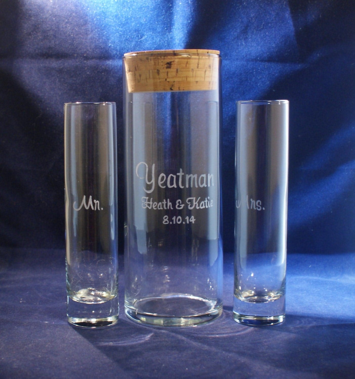 4 Piece Unity Sand Ceremony Set with 9 x 3 Vase Cork Lid