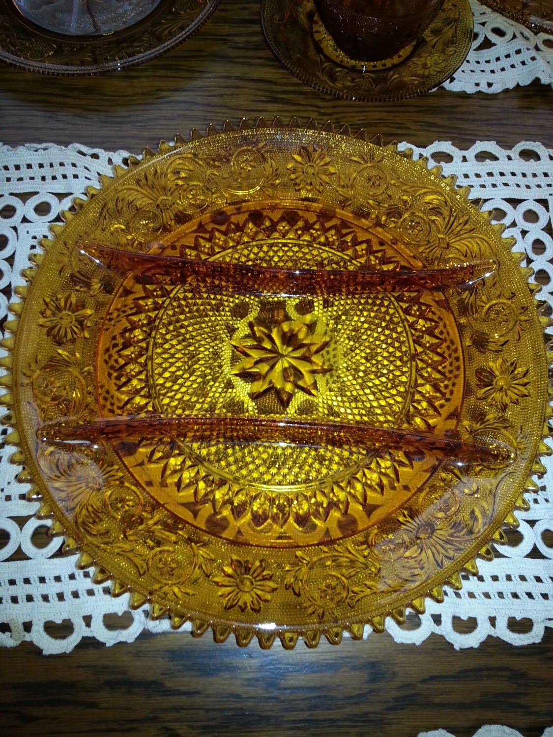 Vintage Tiara amber relish dish Haute Juice