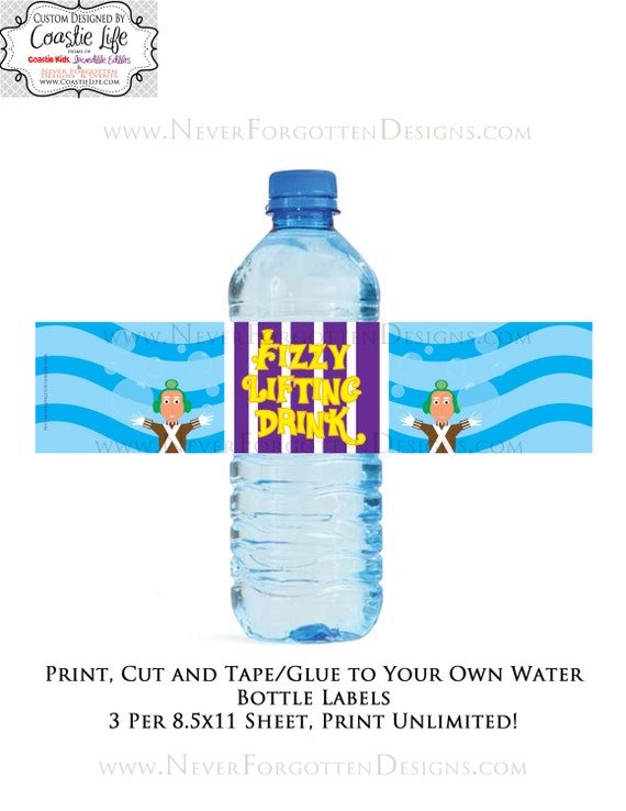 Wonka Inspired Instant Download Fizzy Lifting Drink Water Bottle Label ...