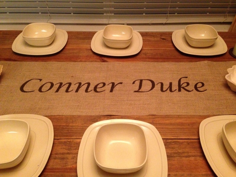 Table 16 custom overhang or 18  Burlap Runner by wide runner CreativePlaces table with