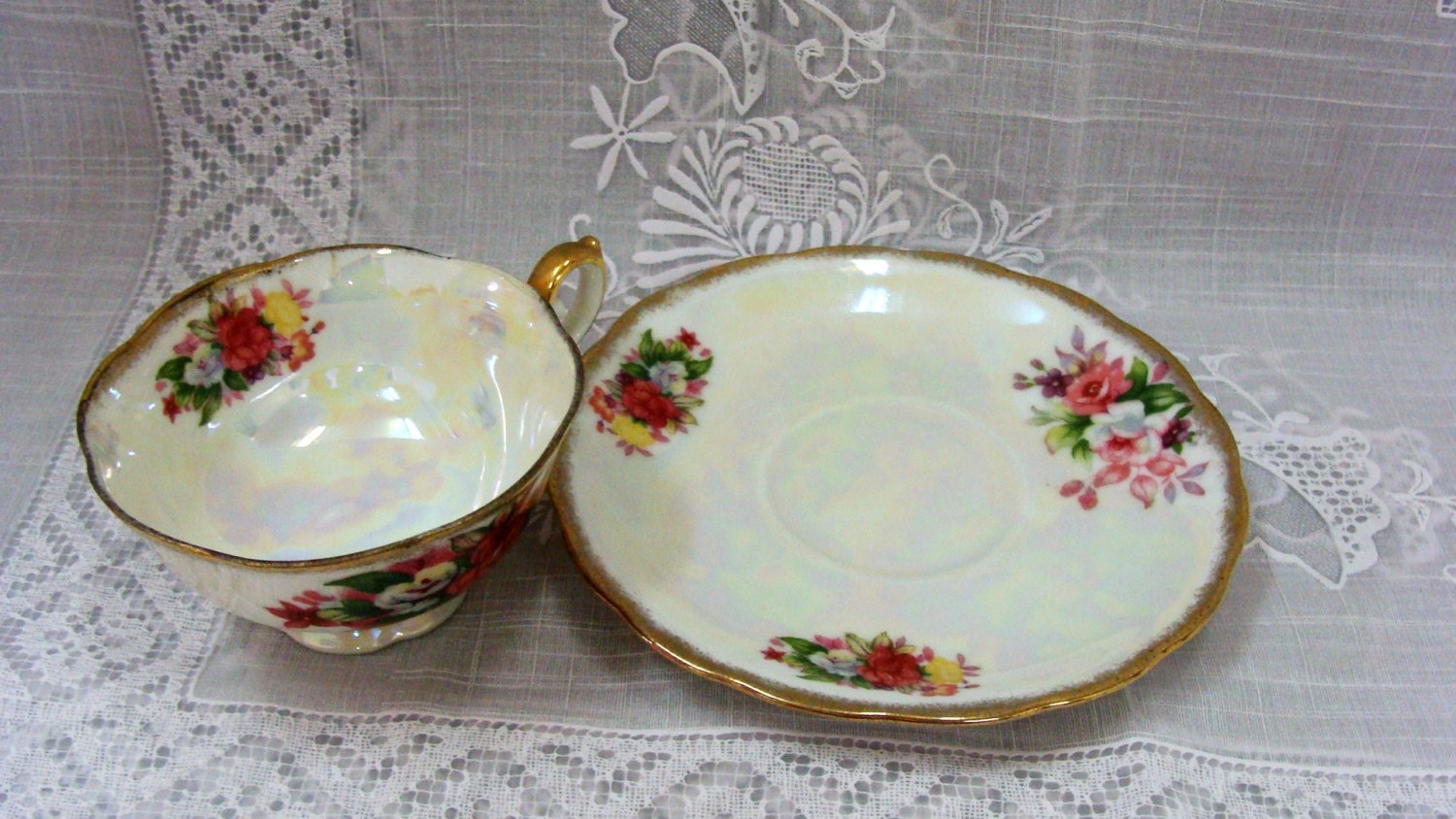 Vintage Norcrest Fine China Japan Lustreware Demitasse Cup and