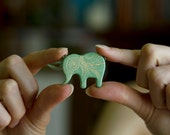 Handpainted Pendant, Elephant, Handpainted, made to ORDER, Beige, Mint, White, Green, Boho, Handmade, Africa, Casual, Gift Idea