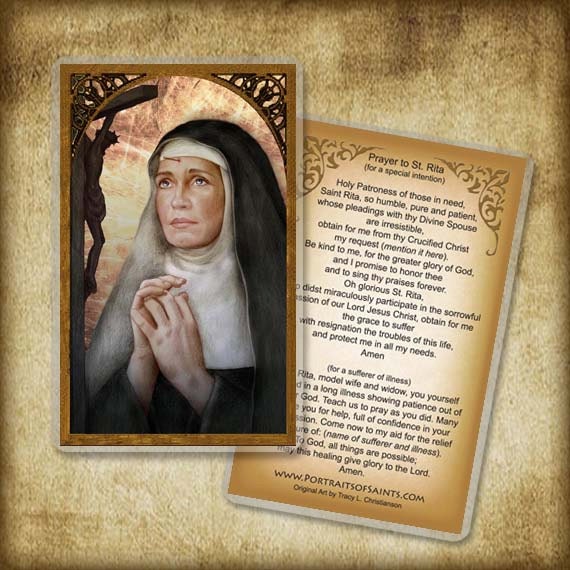 Saint Rita Of Cascia Holy Card Or Wood Magnet 0162