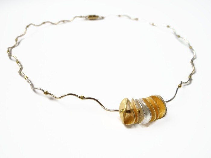 Gold silver necklace handmade beaded precious by