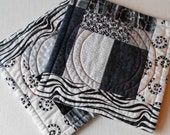 Handmade Cotton Black & White Mug Mats Handmade Cotton Black & White Mug Mats