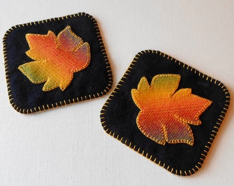 Handmade Wool Maple Leaves Mug Mats