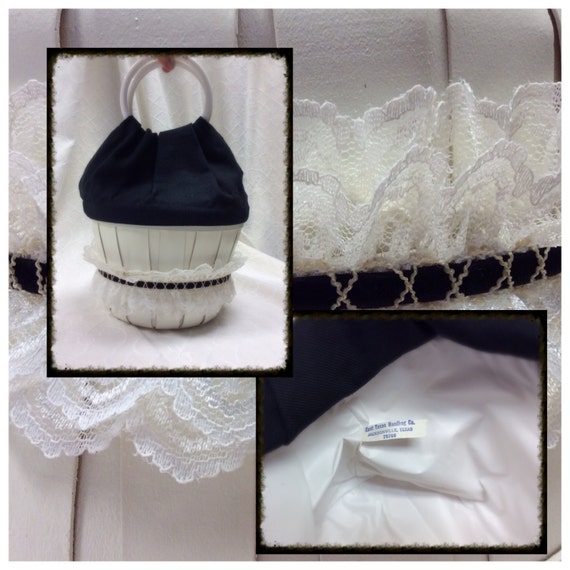 East Texas Handbag Company Peach Basket Purse. Black and