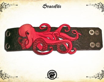 Octopus kraken monster Cthulhu sea Tentacles Bracelet Steampunk Steam punk Leather Bracer GN Live larp