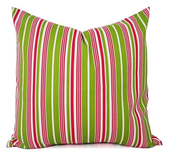 CLEARANCE Decorative Pillow Cover Green and Pink Pillow