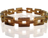 Vintage Link Brass Chain Bracelet With Foldover Clasp