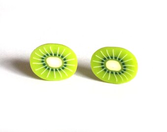Kiwi Fruit Earrings, Kiwi Fruit Studs, Cute Earrings, Kiwi Earrings, Kiwi Fruit Posts, Everyday Studs, Fruit Earrings, Stocking fillers