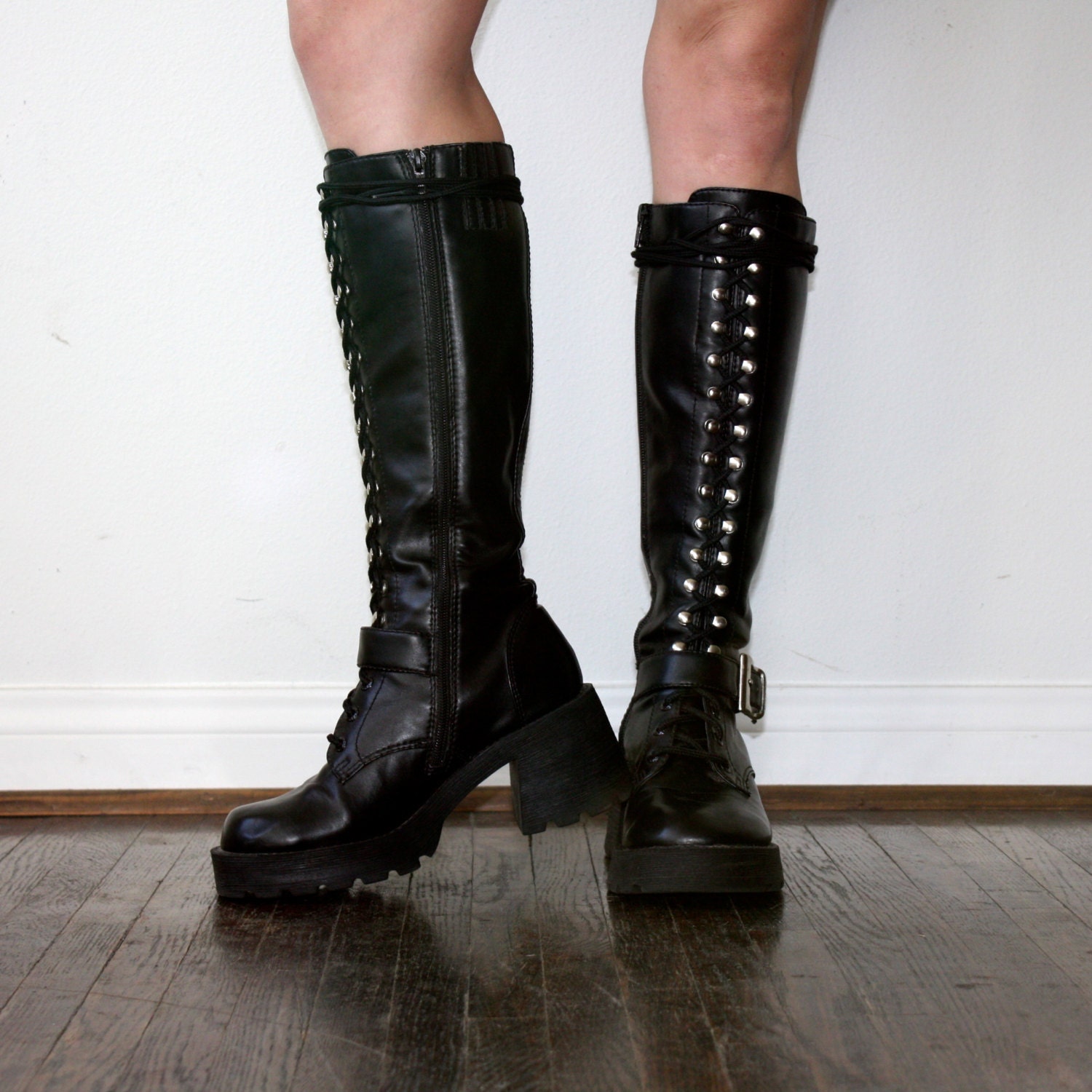 90s knee high platform boots