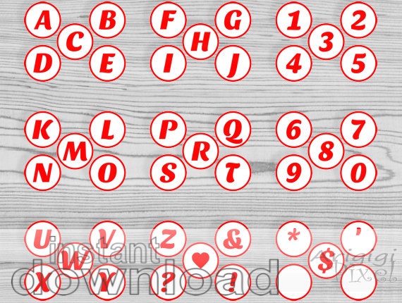 printable red alphabet letters and numbers circles 35 inch
