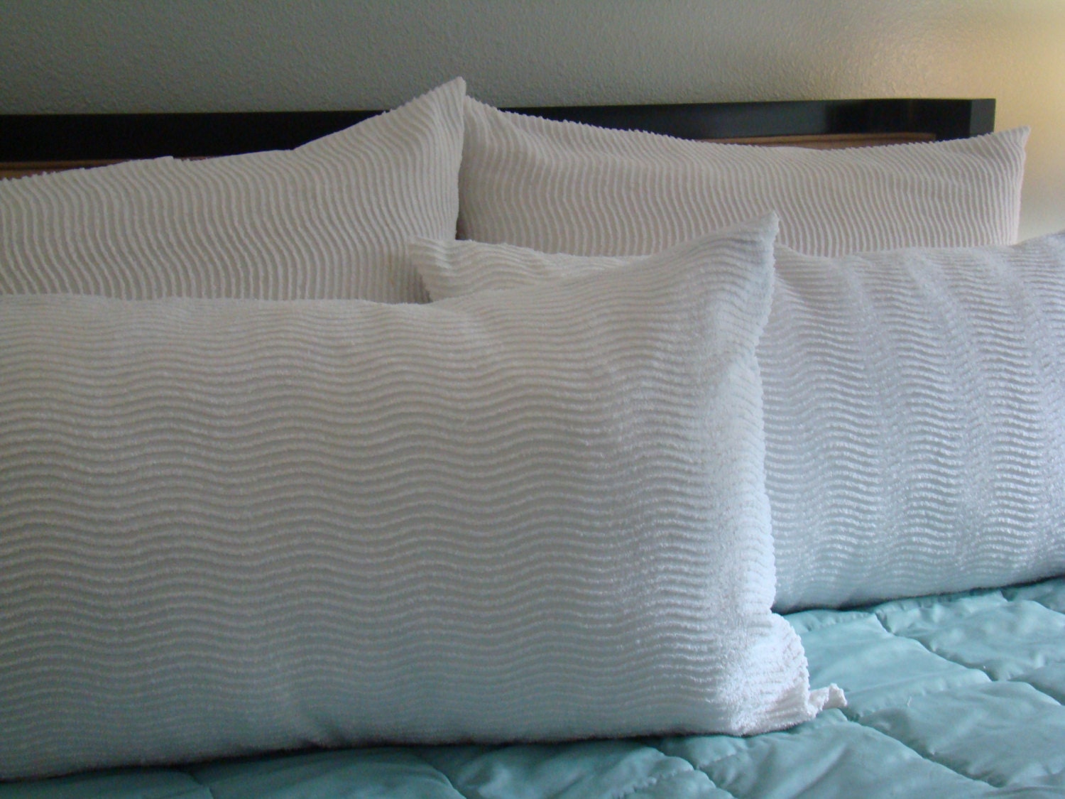 King Size White Chenille Pillow Sham Set