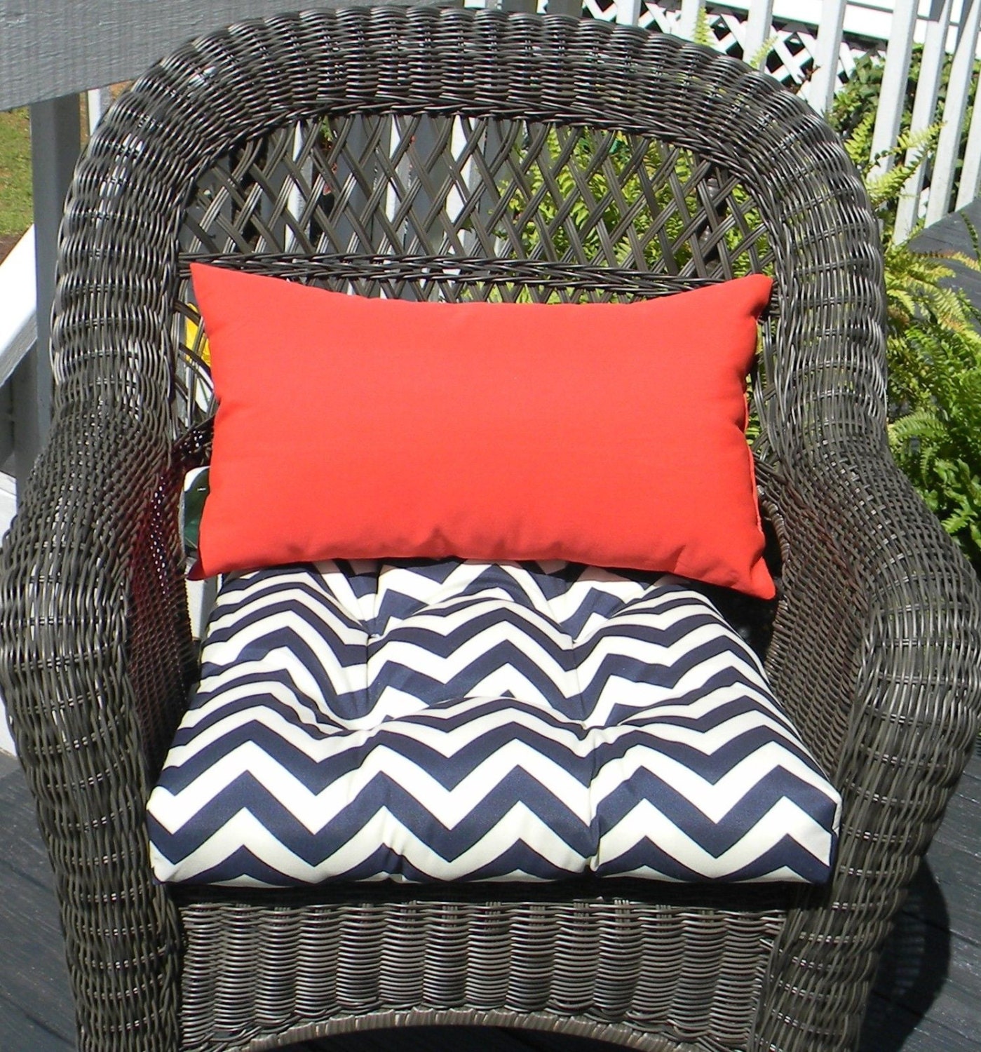 Indoor / Outdoor Wicker Cushion and by PillowsCushionsOhMy