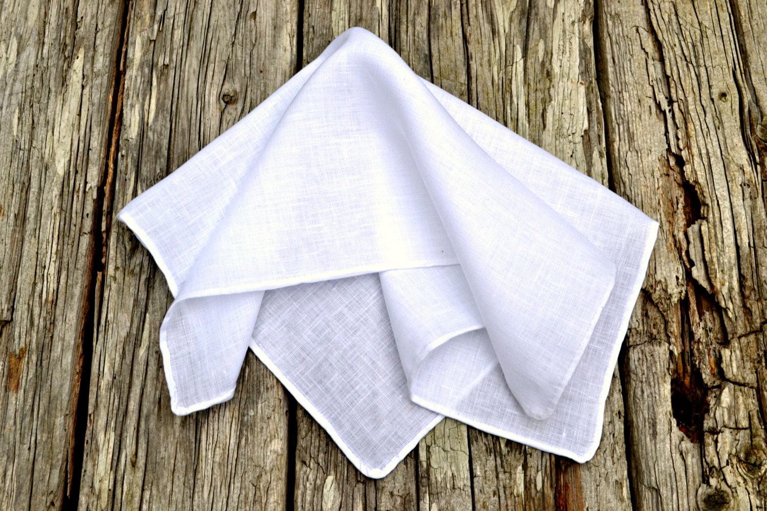 Hand Rolled Hem Pocket Square White Linen Handkerchief Irish