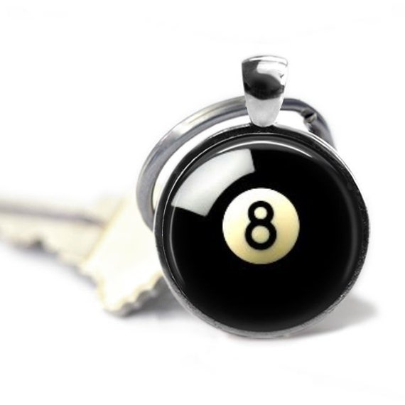 Eight ball keychain billiard ball key ring 8 ball pool player