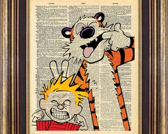 Calvin and Hobbes Print #3 Vintage Dictionary Page Up Cycled