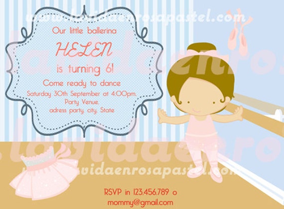 Ballerina invitation printable DIY. Customised/Personalised for your little girl's party. Free thank you card Il_570xn