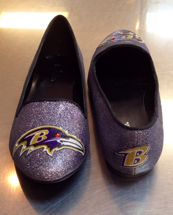 Items similar to Flat Purple Glitter Ravens Shoes on Etsy