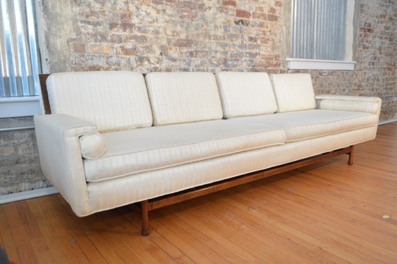 Elegant Mid Century Modern Sofa With Greek Key Design