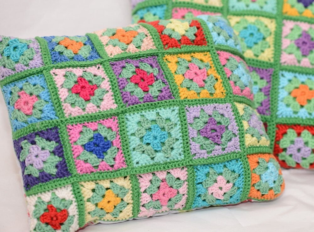 Uncinetto cuscino colorato Granny piazze cotone filato e